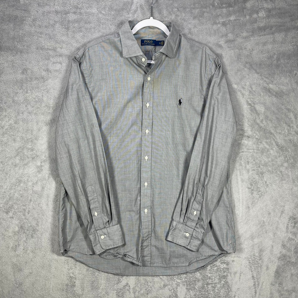 Polo Ralph Lauren Button Down Shirt Mens XL Grey Micro Stripe Long Sleeve